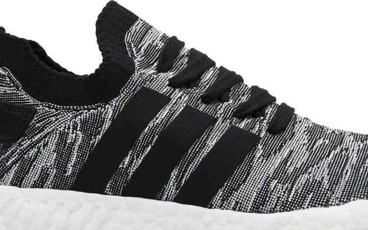 Adidas NMD R2 Primeknit Men's Running Shoes, Black/Grey/White