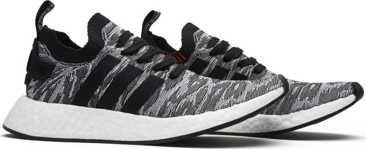 Adidas NMD R2 Primeknit Men's Running Shoes, Black/Grey/White