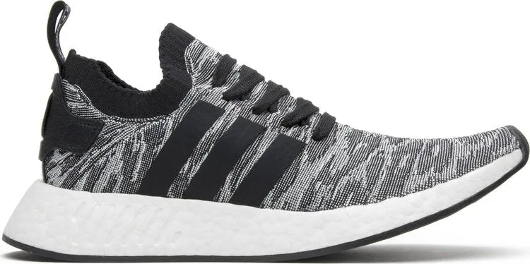 Adidas NMD R2 Primeknit Men's Running Shoes, Black/Grey/White
