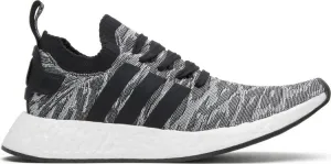 Adidas NMD R2 Primeknit Men's Running Shoes, Black/Grey/White
