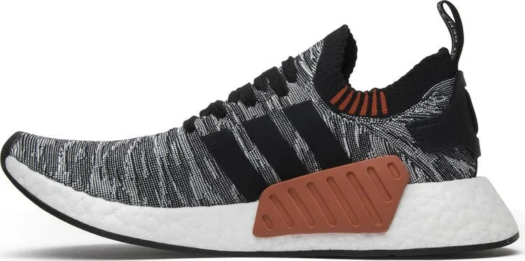 Adidas NMD R2 Primeknit Men's Running Shoes, Black/Grey/White