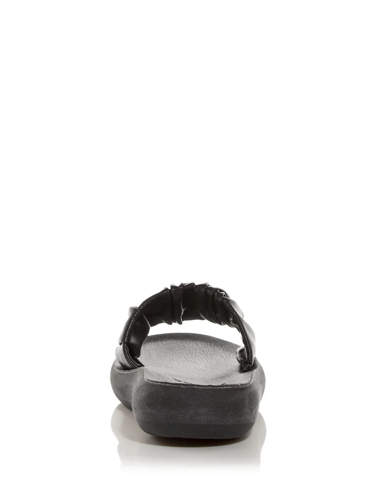 ANCIENT GREEK SANDALS Womens Black Comfort Ruched Taygete Round Toe Wedge Slip On Leather Slide Sandals Shoes