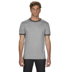 Anvil Men's Heather Grey/True Heather Dark Grey Lightweight Ringer T-Shirt