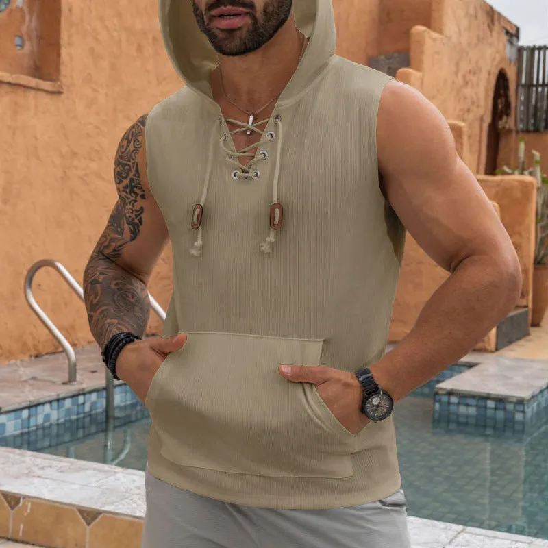 Aule Lace Up Hooded Tank
