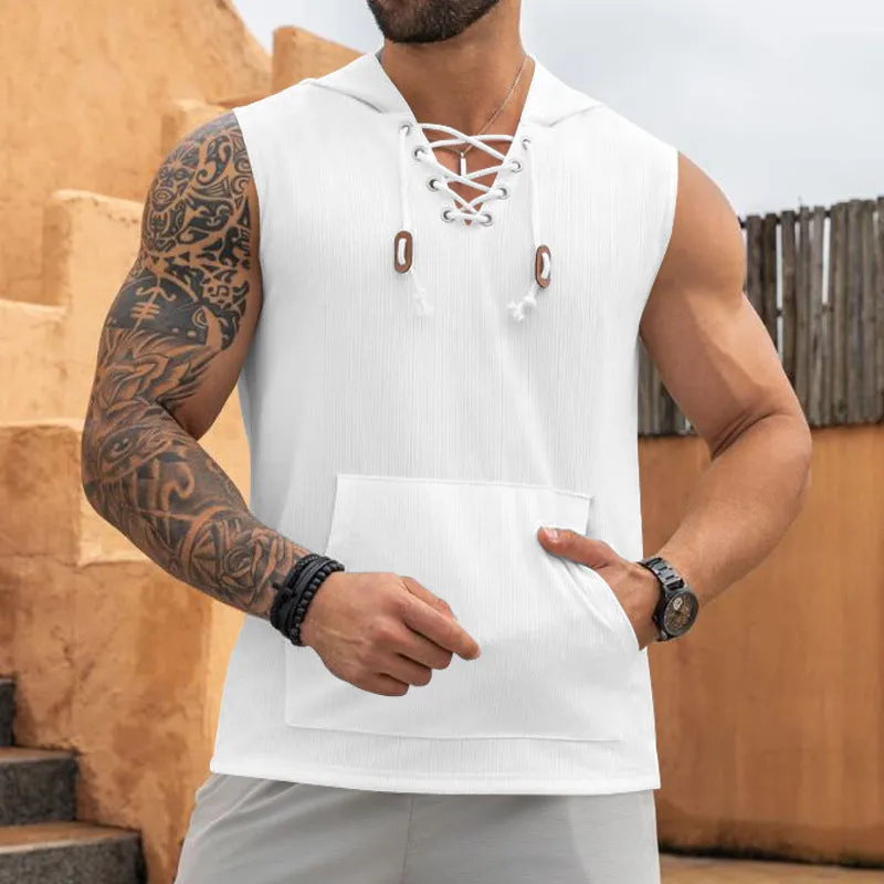Aule Lace Up Hooded Tank