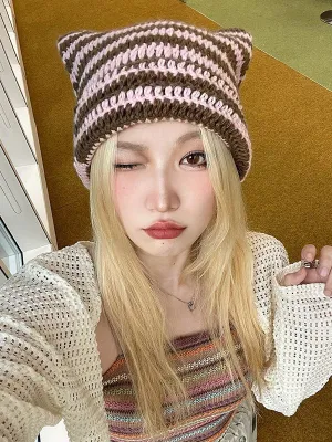 Bjlxn - Keep Warm Striped Hats&Caps