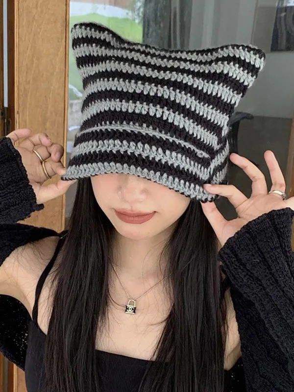 Bjlxn - Keep Warm Striped Hats&Caps