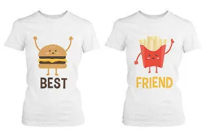 Burger and Fries BFF Shirts Best Friend Matching Tee Cute Friendship Tshirt