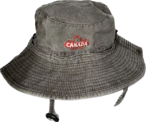 Canada Maple Leaf Adult Grey Bucket Hat with Draw String