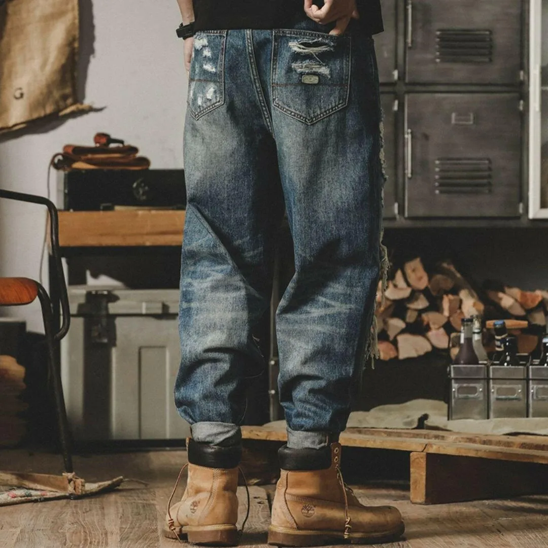 Classic Retro Hole Jeans P0649