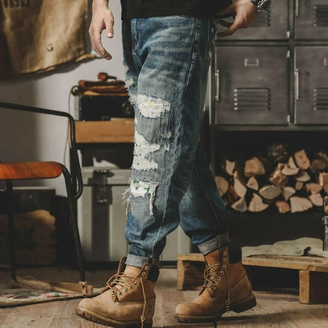 Classic Retro Hole Jeans P0649