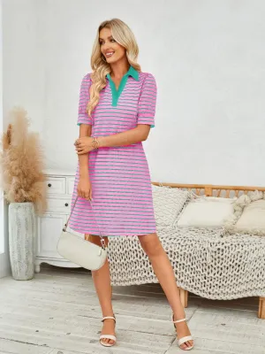 Contrast Striped Short Sleeve Mini Dress