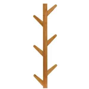 Cortesi Home Space Saver Natural Bamboo Wall Mounted 6 Hook Hanging Storage Organizer, Coat Rack