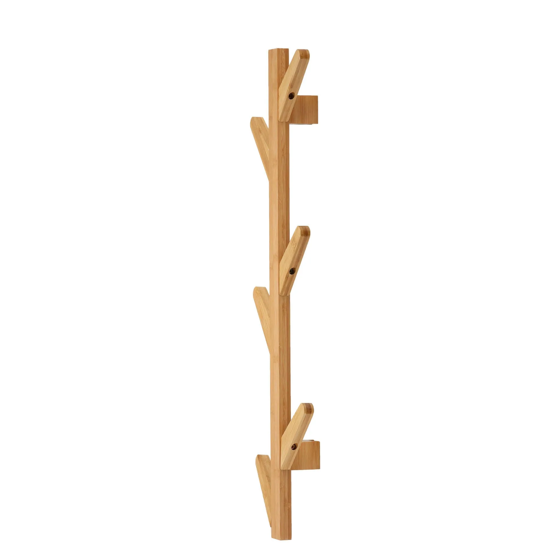 Cortesi Home Space Saver Natural Bamboo Wall Mounted 6 Hook Hanging Storage Organizer, Coat Rack