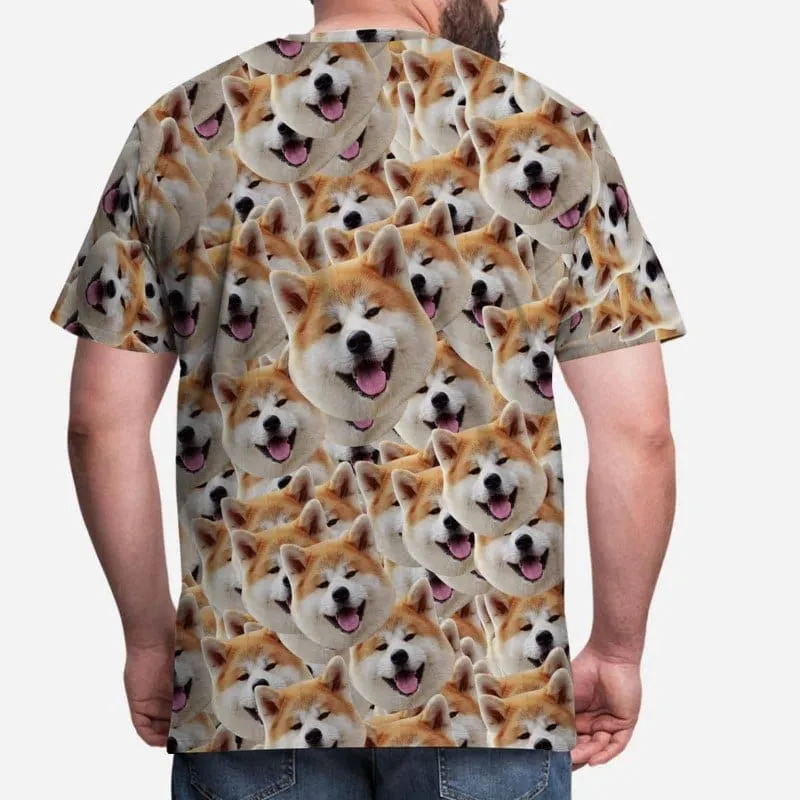 Custom Face Shirts with Seamless Cute Dogs Personalized Men's All Over Print T-shirt Gift
