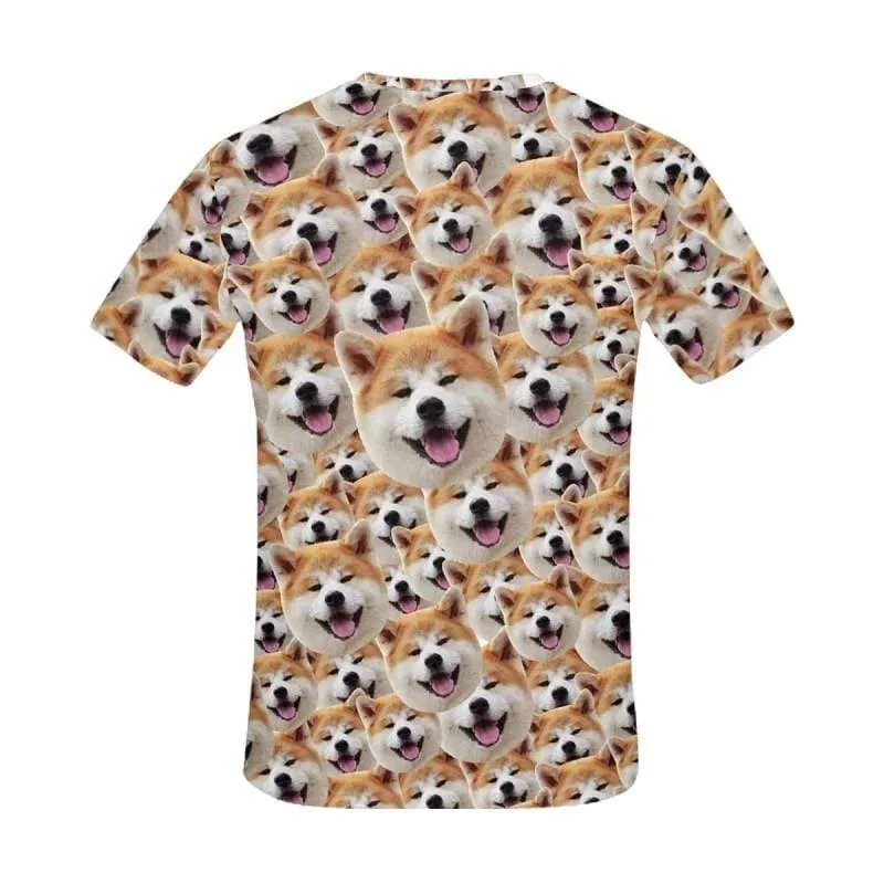 Custom Face Shirts with Seamless Cute Dogs Personalized Men's All Over Print T-shirt Gift