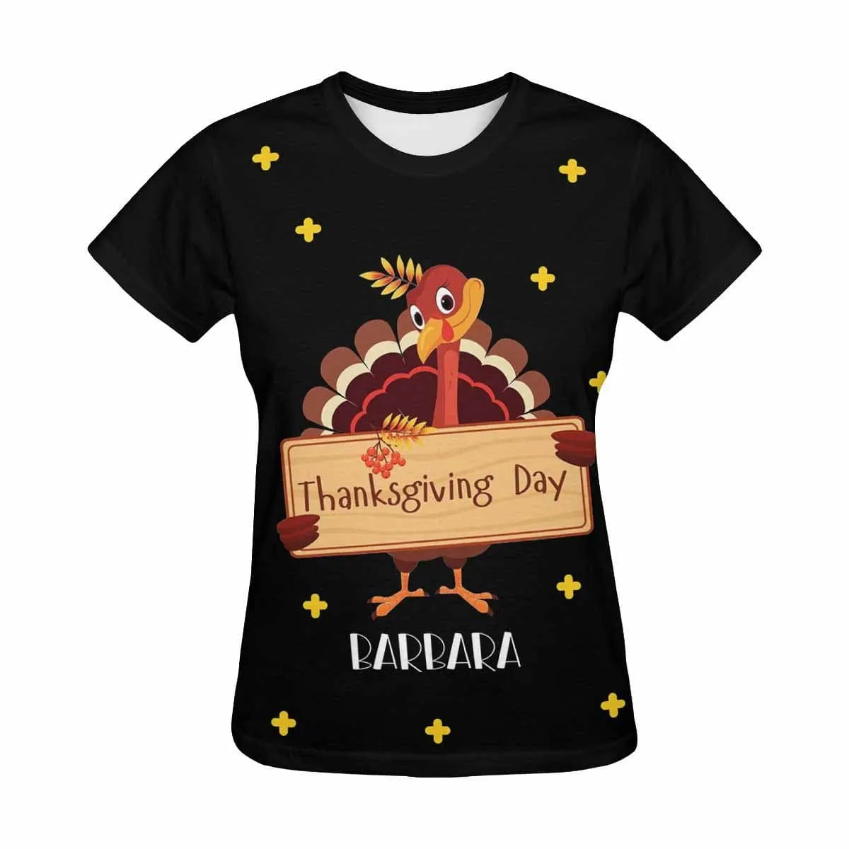 Custom Name Shirt Happy Thanksgiving Women's All Over Print T-shirt Design Your Own Shirts Gift for Female