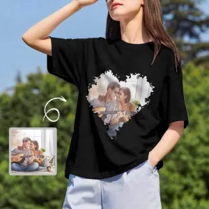 Custom Shirts with Personalized Pictures Loving Couple Women's All Over Print T-shirt for Her