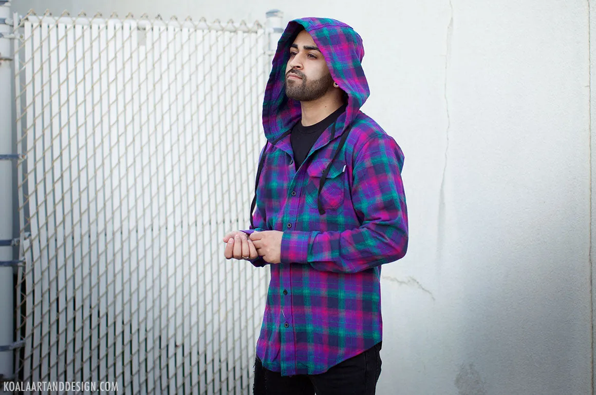 Electric Plaid Flannel Hoodie