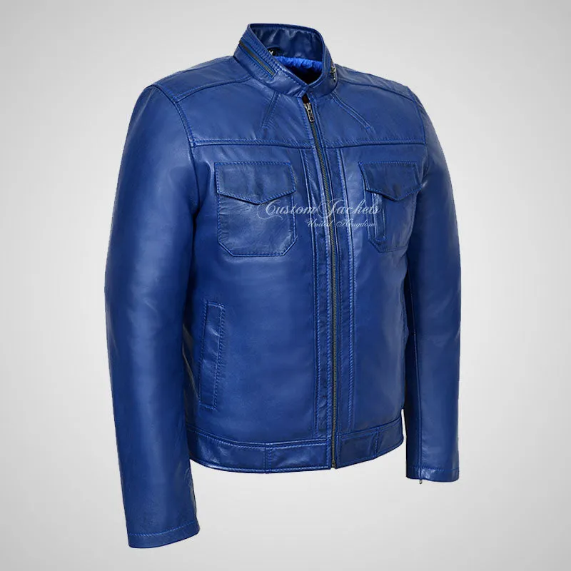 EYAM Men's Biker Leather Jacket Soft Leather Casual Fashion Jacket