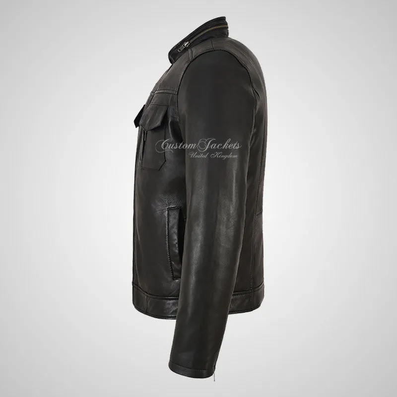 EYAM Men's Biker Leather Jacket Soft Leather Casual Fashion Jacket