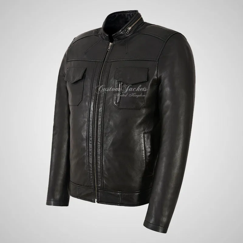 EYAM Men's Biker Leather Jacket Soft Leather Casual Fashion Jacket