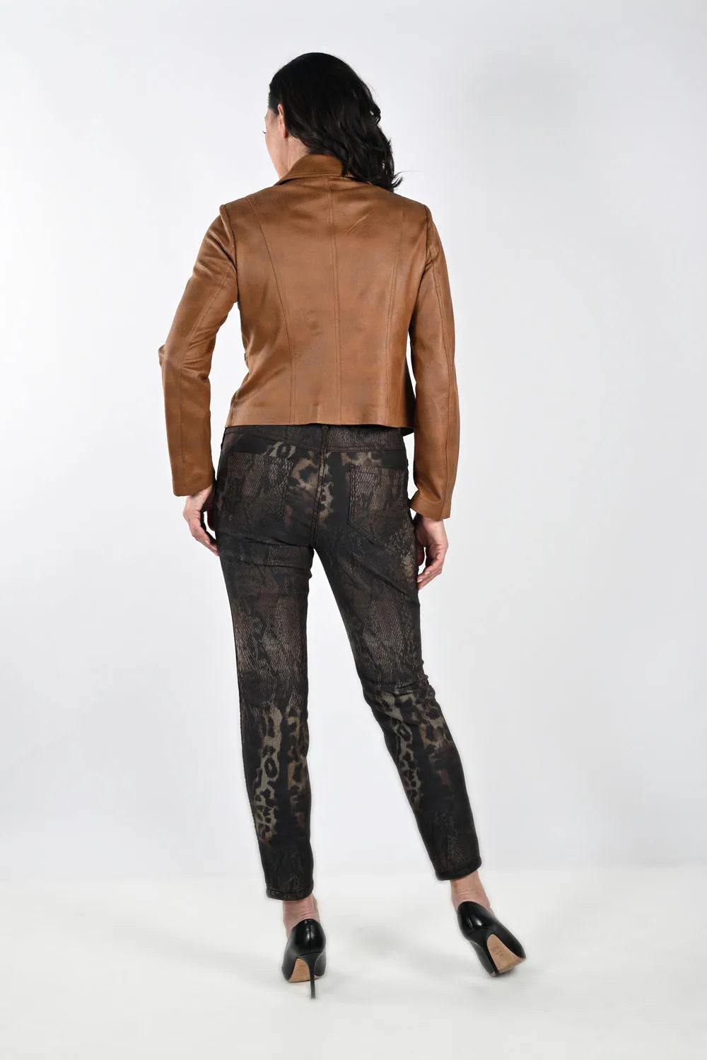Frank Lyman Camel Faux Suede Moto Jacket Style 233859U