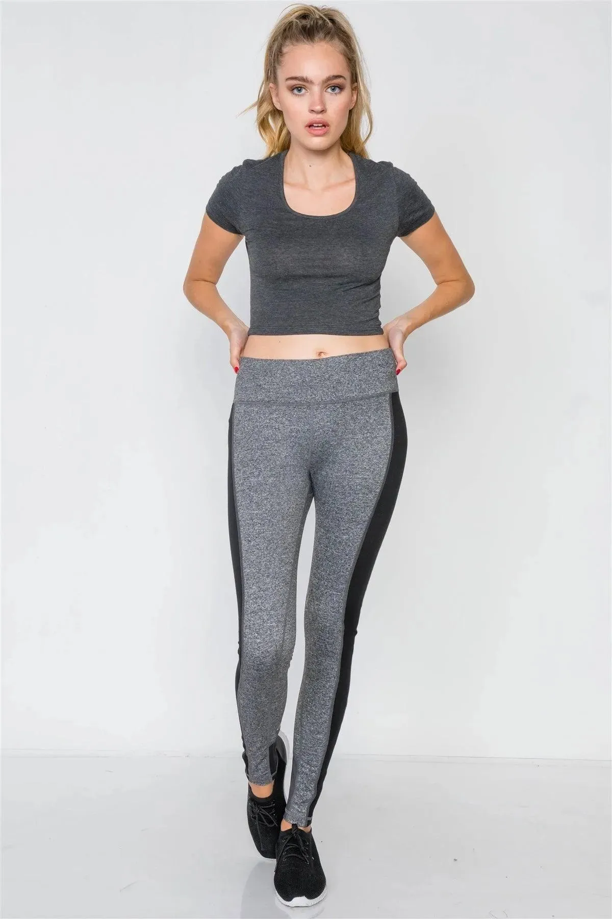 Heather Grey Black Sporty Active Legging
