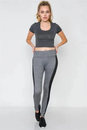 Heather Grey Black Sporty Active Legging