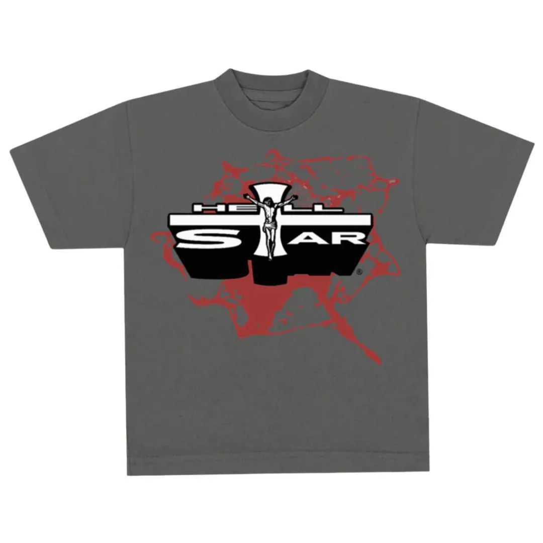 HELLSTAR WASHED EMBLEM TEE GREY