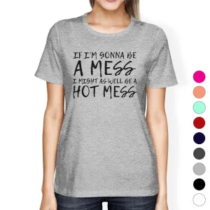 Hot Mess Womens Work Out Funny Saying Tee T-Shirt Cute Gym Shirt