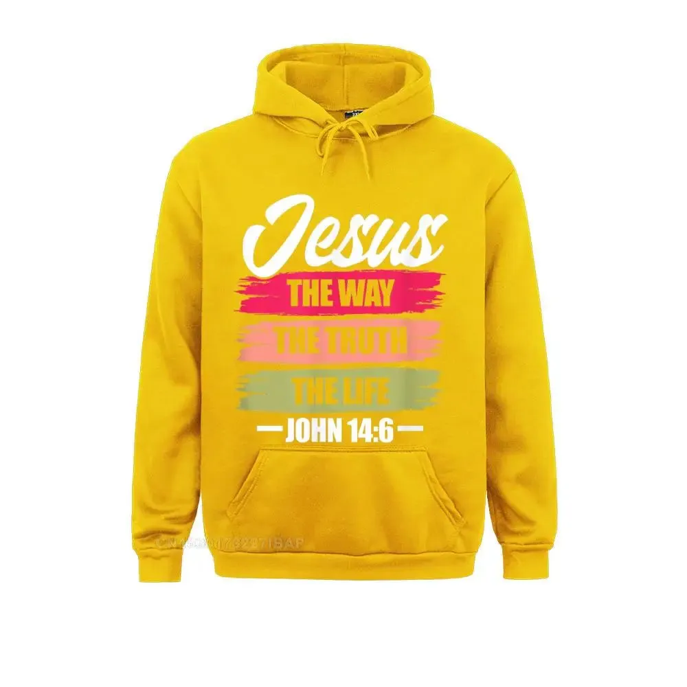 Jesus The Way, The Truth, The Life Christian Bible Verse Hooded Pullover Sweatshirt