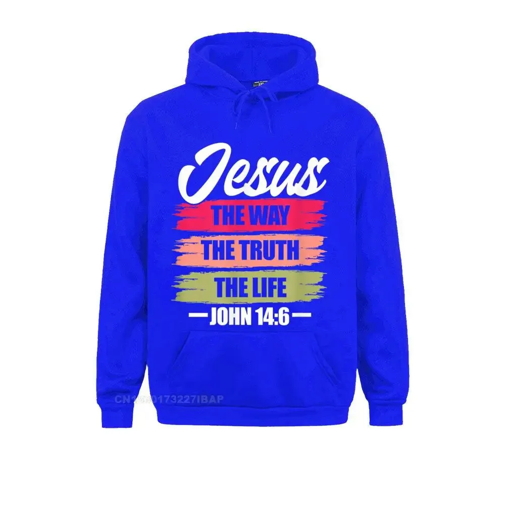 Jesus The Way, The Truth, The Life Christian Bible Verse Hooded Pullover Sweatshirt