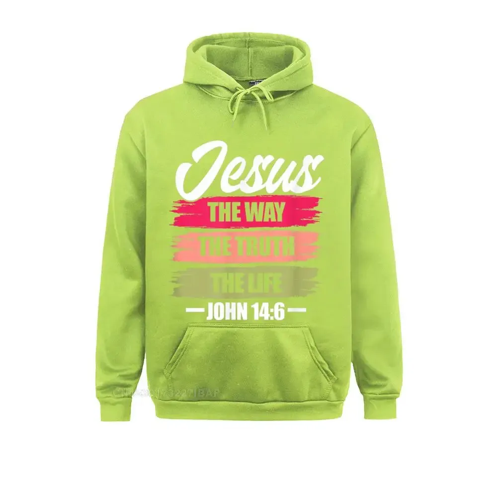 Jesus The Way, The Truth, The Life Christian Bible Verse Hooded Pullover Sweatshirt