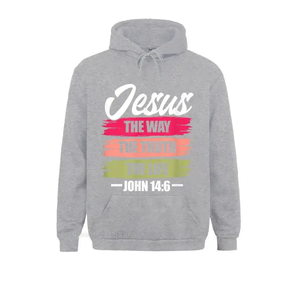 Jesus The Way, The Truth, The Life Christian Bible Verse Hooded Pullover Sweatshirt