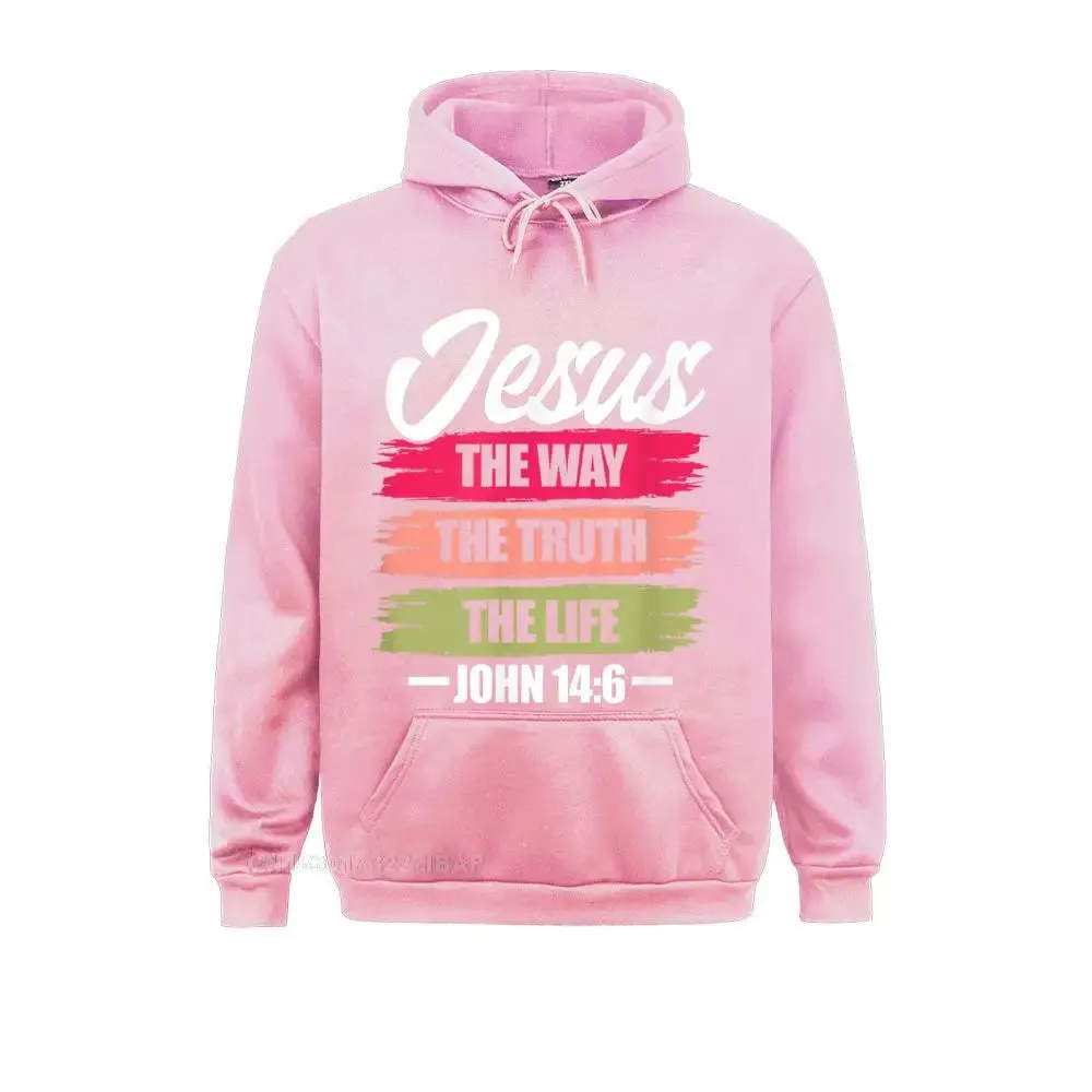 Jesus The Way, The Truth, The Life Christian Bible Verse Hooded Pullover Sweatshirt