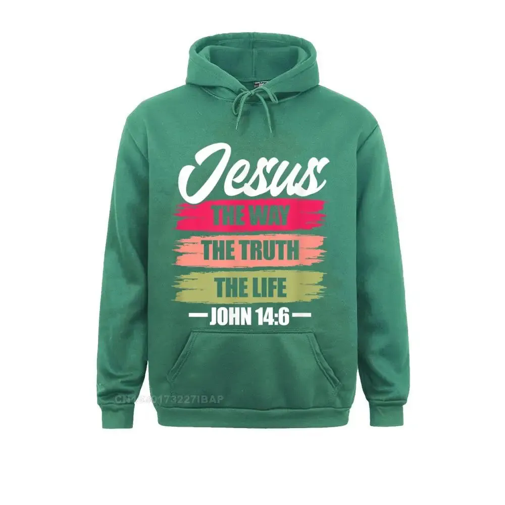 Jesus The Way, The Truth, The Life Christian Bible Verse Hooded Pullover Sweatshirt
