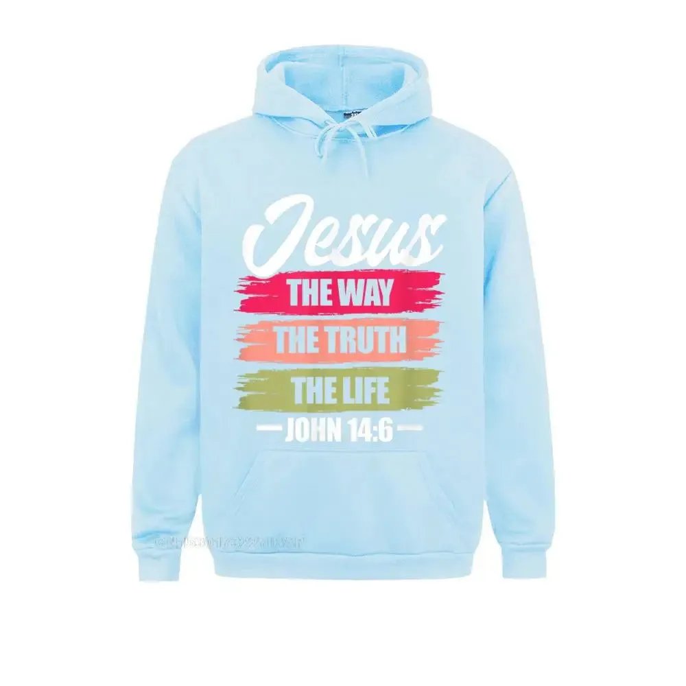 Jesus The Way, The Truth, The Life Christian Bible Verse Hooded Pullover Sweatshirt