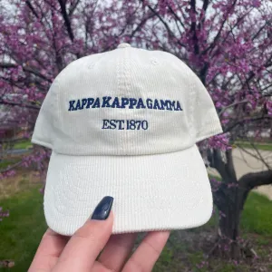 Kappa Kappa Gamma Embroidered Corduroy Hat