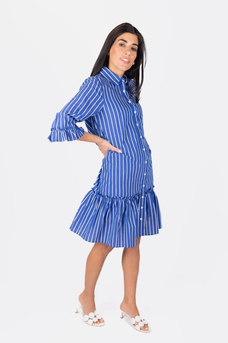 KIANA DRESS 37" (BLUE STRIPE)