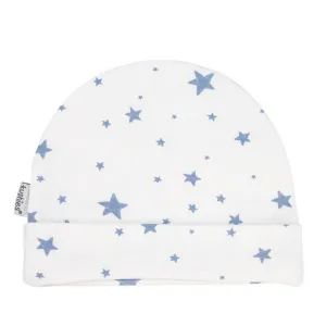 KUSHIES Baby Cap (3-6M) - Blue Scribble Stars