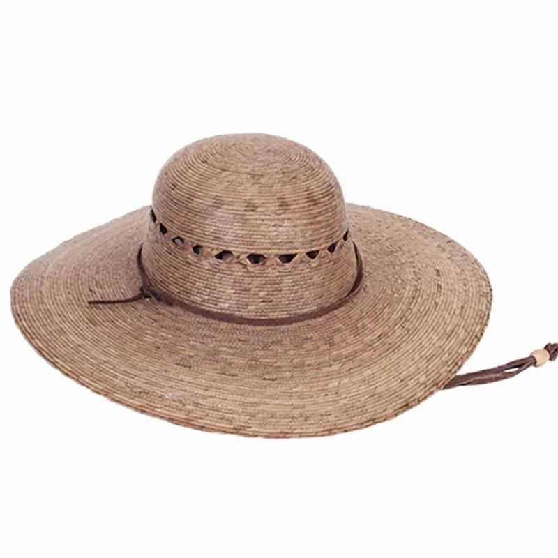 Lattice Vented Burnt Palm Leaf Ranch Hat with Chin Strap - Tula Hats