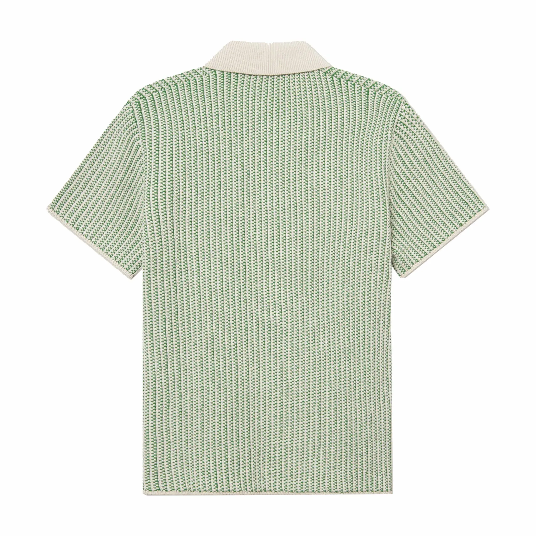 Les Deux Easton Knitted Short Sleeve Shirt (Ivory/Vintage Green)