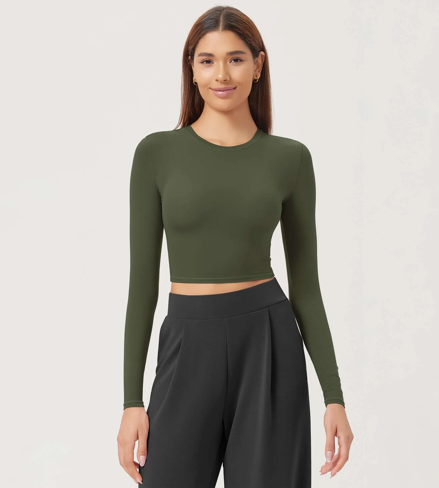 Lightweight Slim Fit Crop-Length Long Sleeve Tee