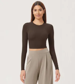 Lightweight Slim Fit Crop-Length Long Sleeve Tee