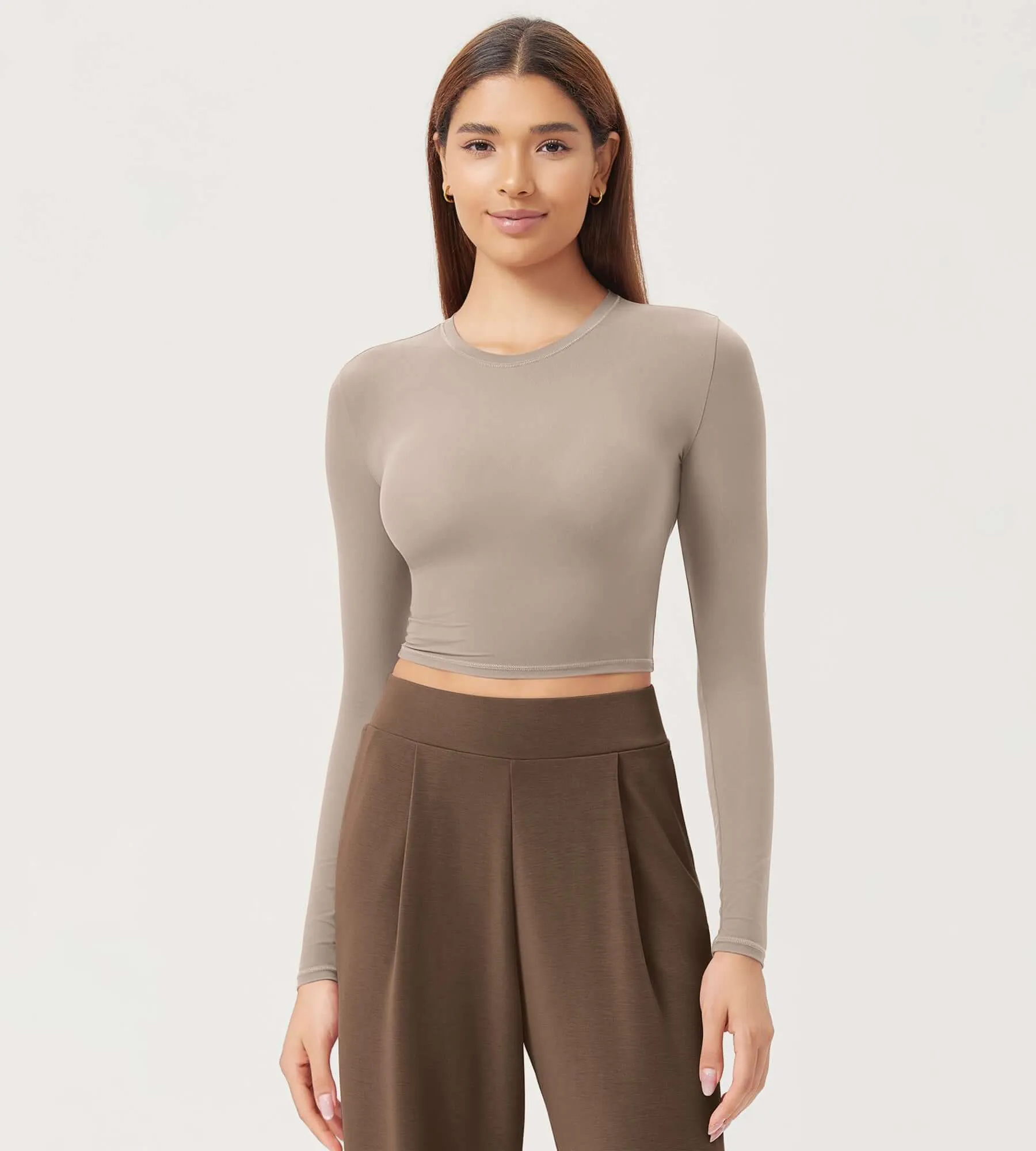 Lightweight Slim Fit Crop-Length Long Sleeve Tee