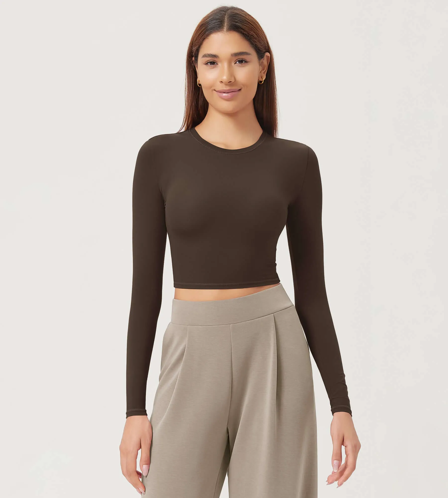 Lightweight Slim Fit Crop-Length Long Sleeve Tee
