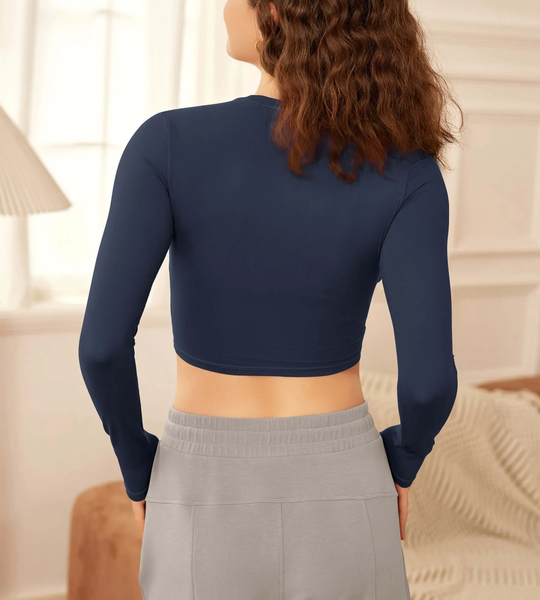 Lightweight Slim Fit Crop-Length Long Sleeve Tee