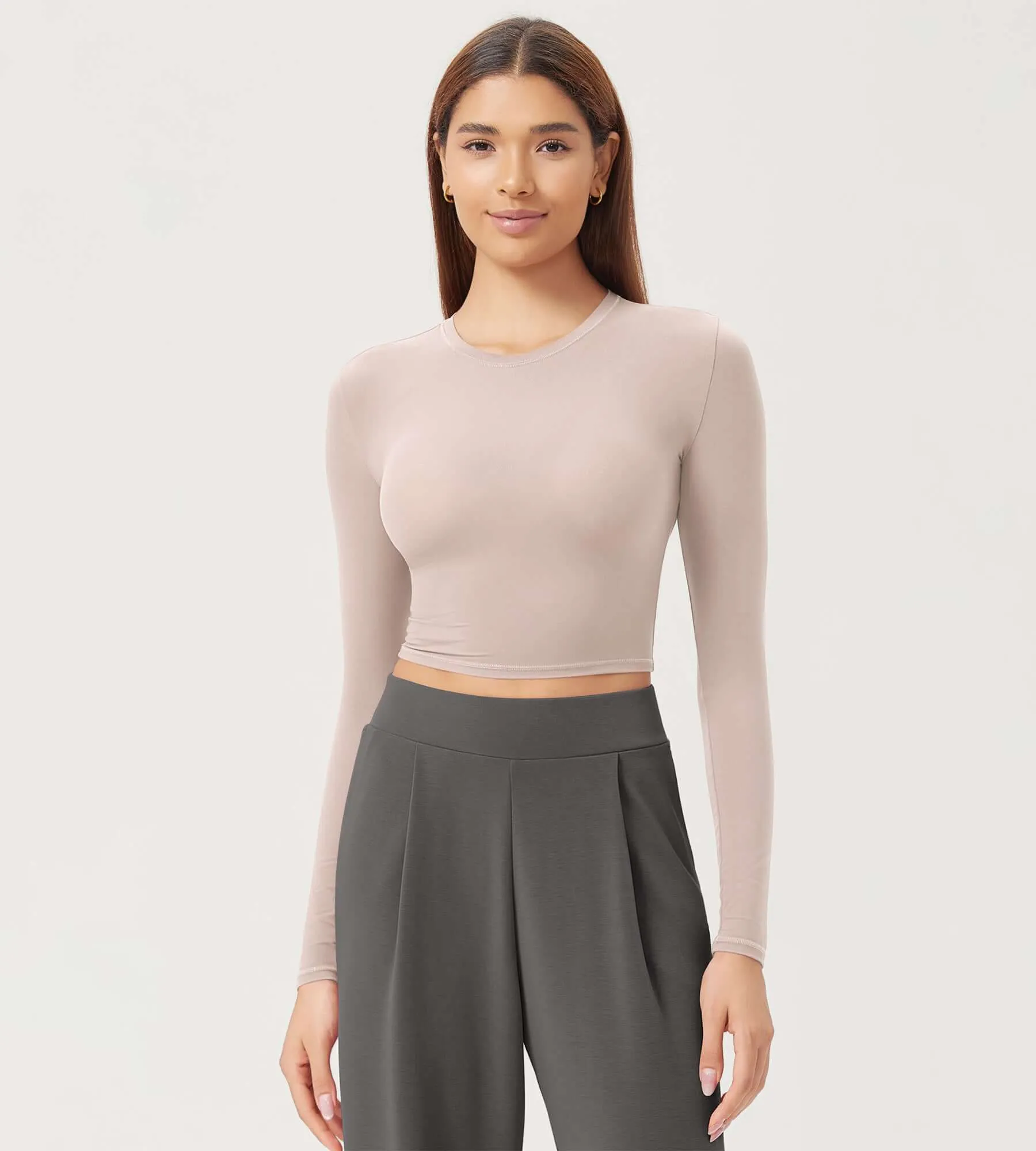 Lightweight Slim Fit Crop-Length Long Sleeve Tee