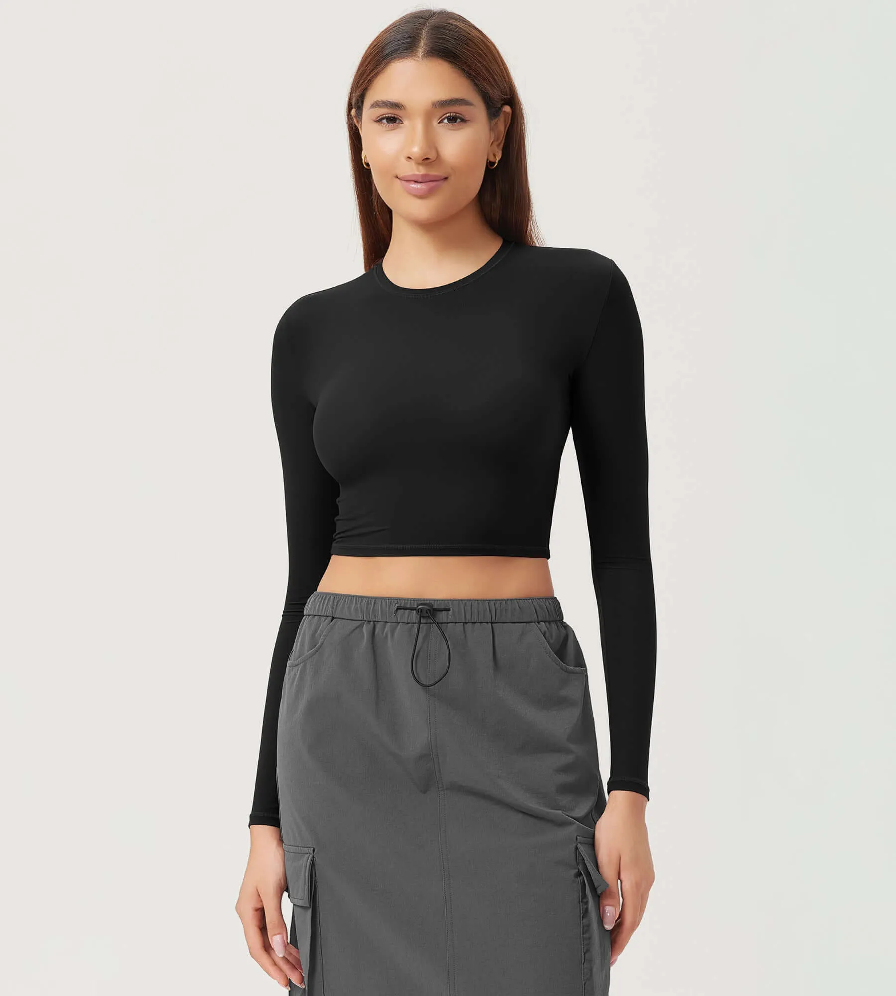 Lightweight Slim Fit Crop-Length Long Sleeve Tee